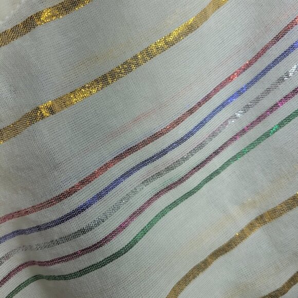 ❤ 3 For $35 Revolve Saylor metallic stripe  ruffle crop short sleeve blouse xs - Picture 10 of 15